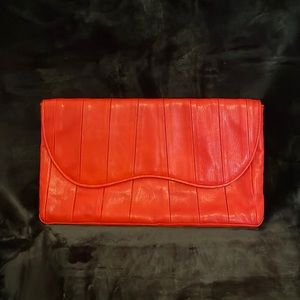Elie Tahari Red Leather Oversized Clutch